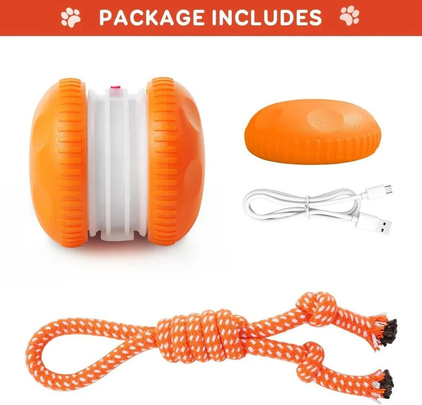 Automatic Rolling Ball Toy for Dogs - Interactive 2-Piece Set with Durable Rope for Fetch & Play