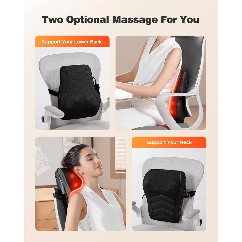 3-in-1 Heated Kneading Massage Pillow for Neck and Back Relief - Adjustable Modes for Ultimate Comfort