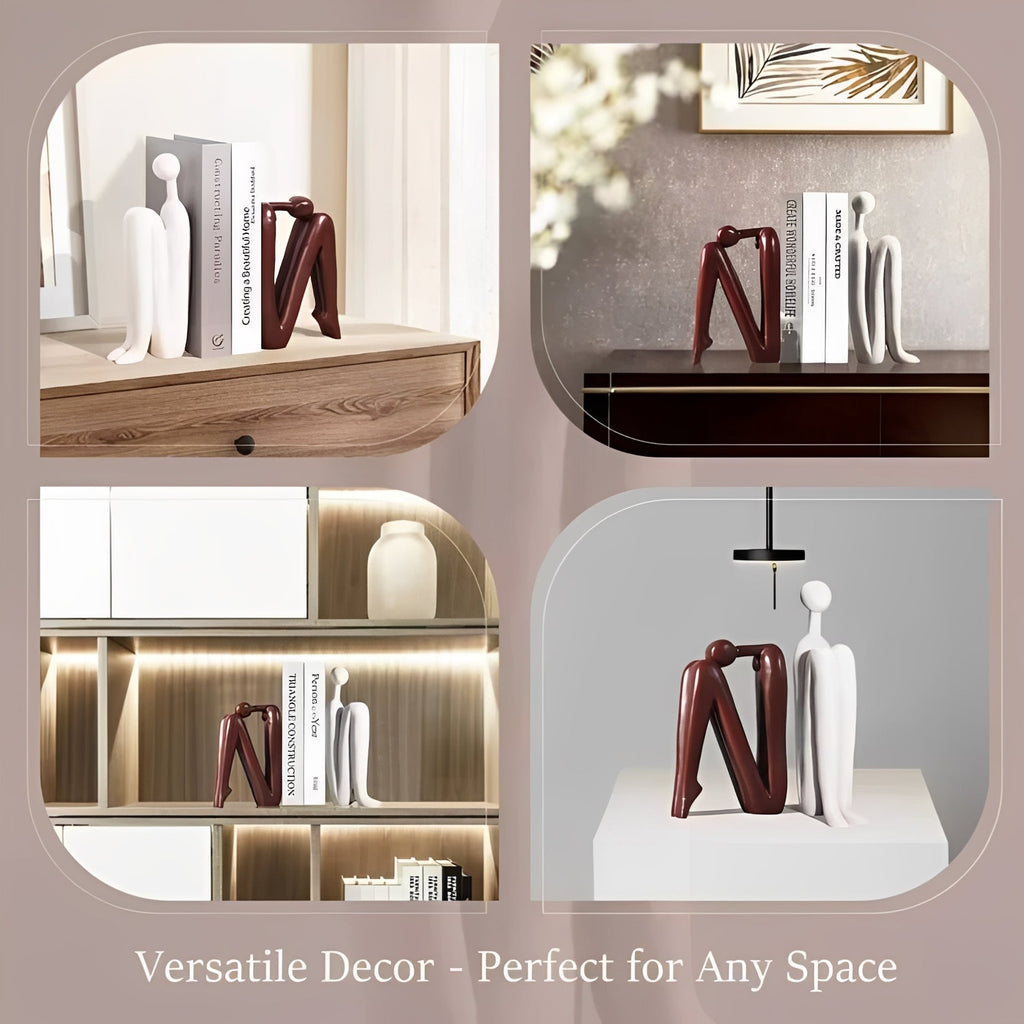 Elegant Polyresin Decorative Bookends - Set of 2 for Home & Office Organization