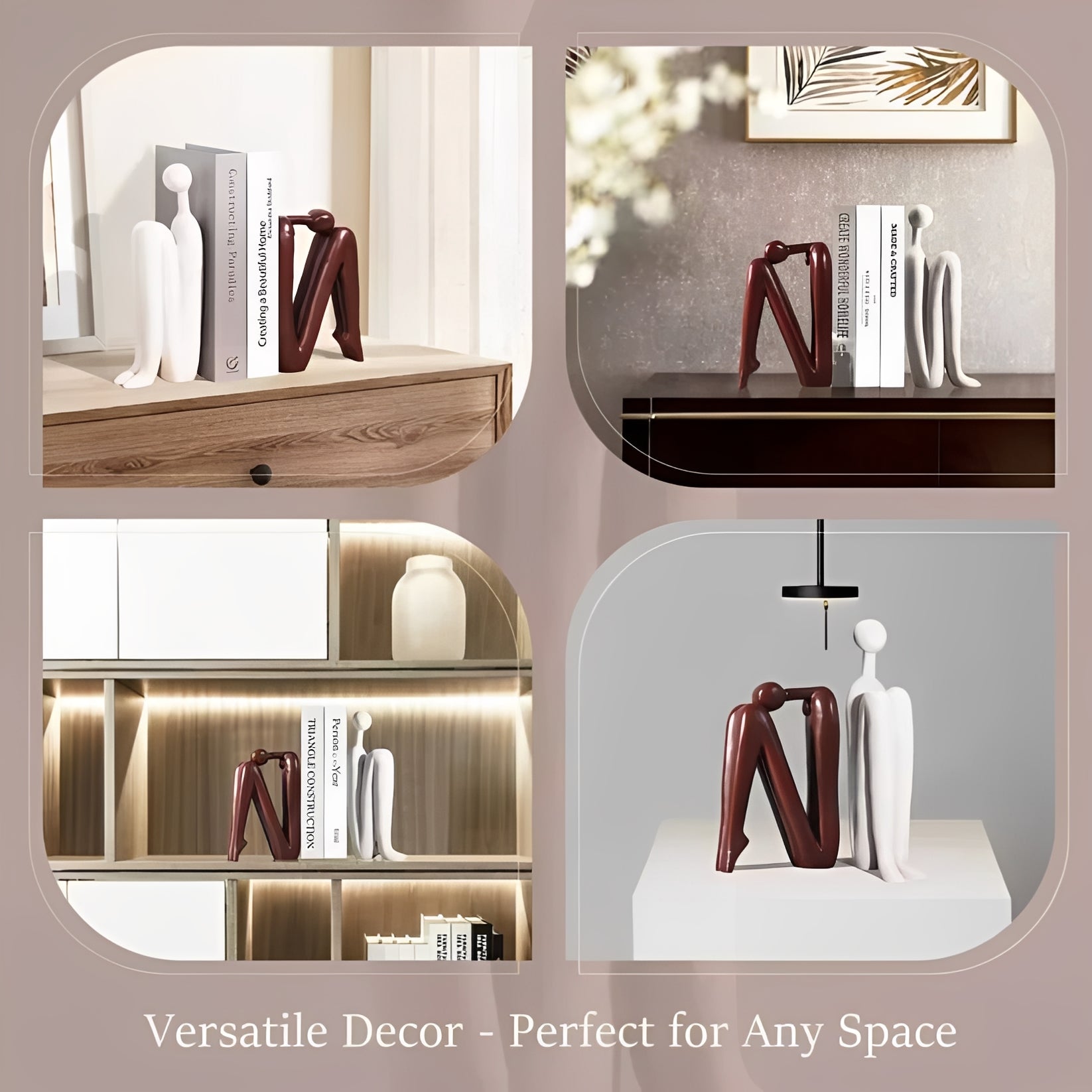 Elegant Polyresin Decorative Bookends - Set of 2 for Home & Office Organization