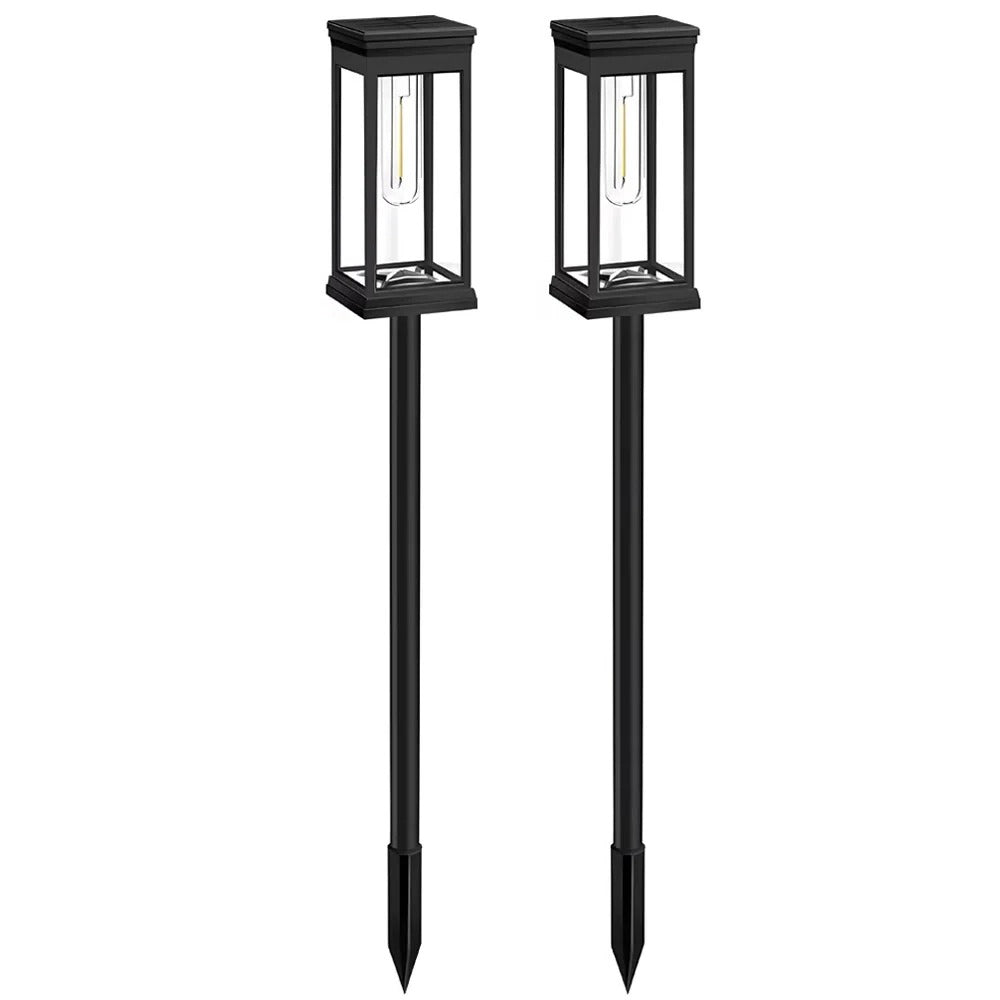Solar Powered Outdoor Path Lights - Set of 2 Decorative LED Lights for Walkways and Gardens