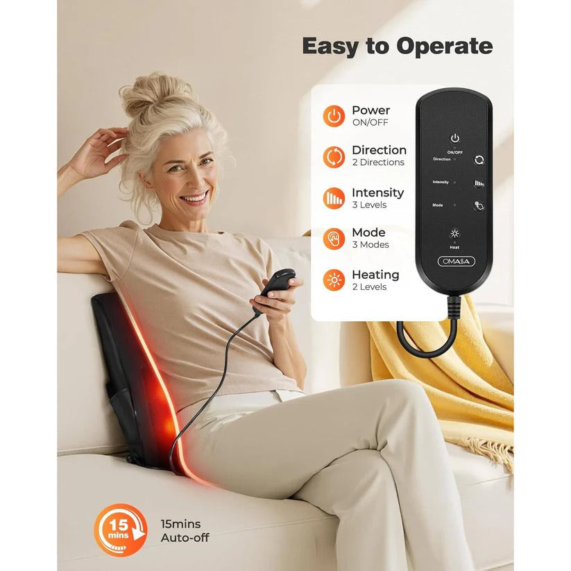 3-in-1 Heated Kneading Massage Pillow for Neck and Back Relief - Adjustable Modes for Ultimate Comfort