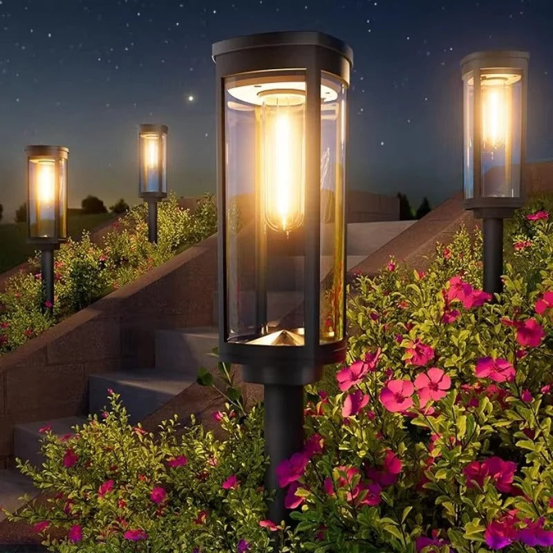 Solar Powered Outdoor Path Lights - Set of 2 Decorative LED Lights for Walkways and Gardens