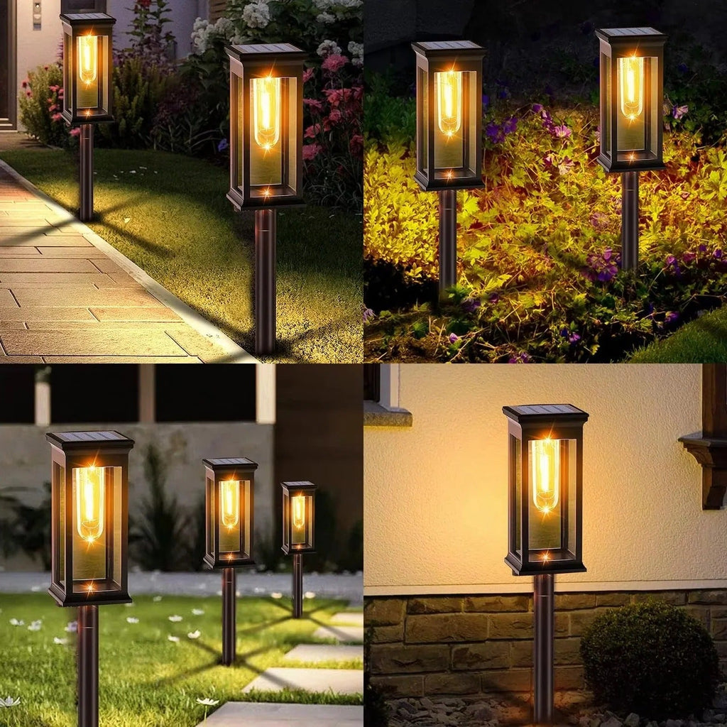 Solar Powered Outdoor Path Lights - Set of 2 Decorative LED Lights for Walkways and Gardens