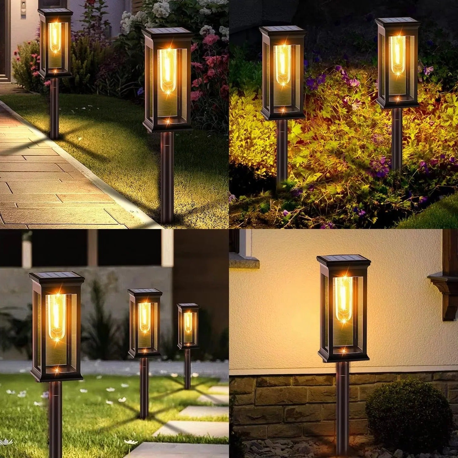Solar Powered Outdoor Path Lights - Set of 2 Decorative LED Lights for Walkways and Gardens