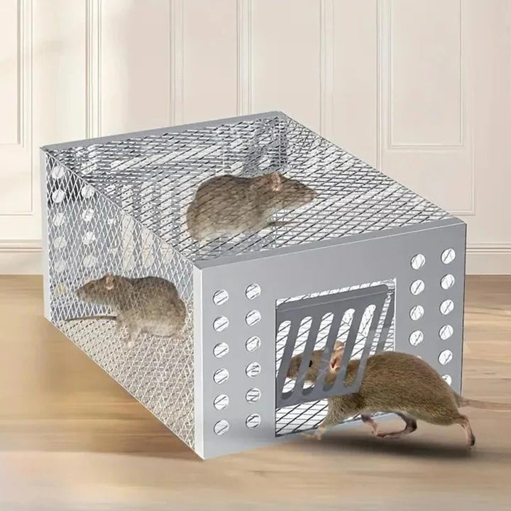 Reusable Sliding Door Rodent Cage with One-Way Entry - Humane Trap for Mice, Rats & Small Pests