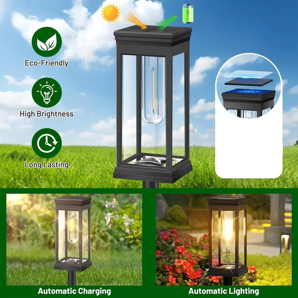 Solar Powered Outdoor Path Lights - Set of 2 Decorative LED Lights for Walkways and Gardens
