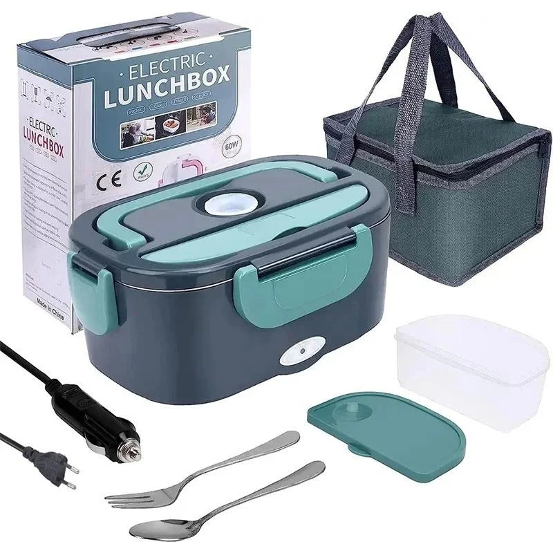 Portable Plug-In Electric Heated Lunch Box with Insulated Container - Ideal for Car, Office, and Travel Meals