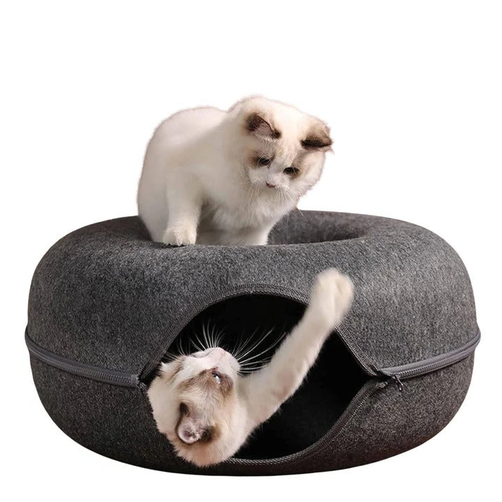 Cozy Round Donut Cat Bed with Plush Cushion for Ultimate Comfort - Soft, Stylish, and Supportive