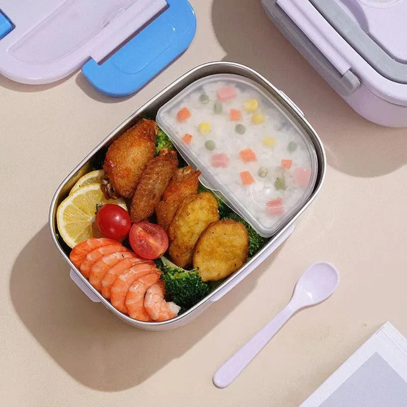 Portable Plug-In Electric Heated Lunch Box with Insulated Container - Ideal for Car, Office, and Travel Meals