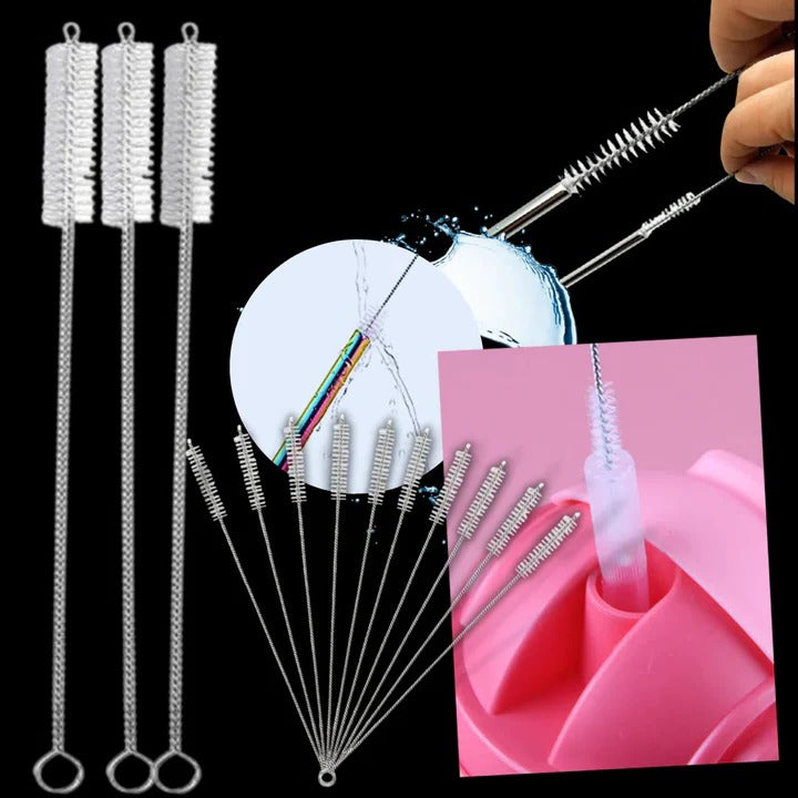 10-Piece Reusable Straw Cleaning Brush Set - Eco-Friendly Cleaning Tools for Stainless Steel, Silicone, and Glass Straws