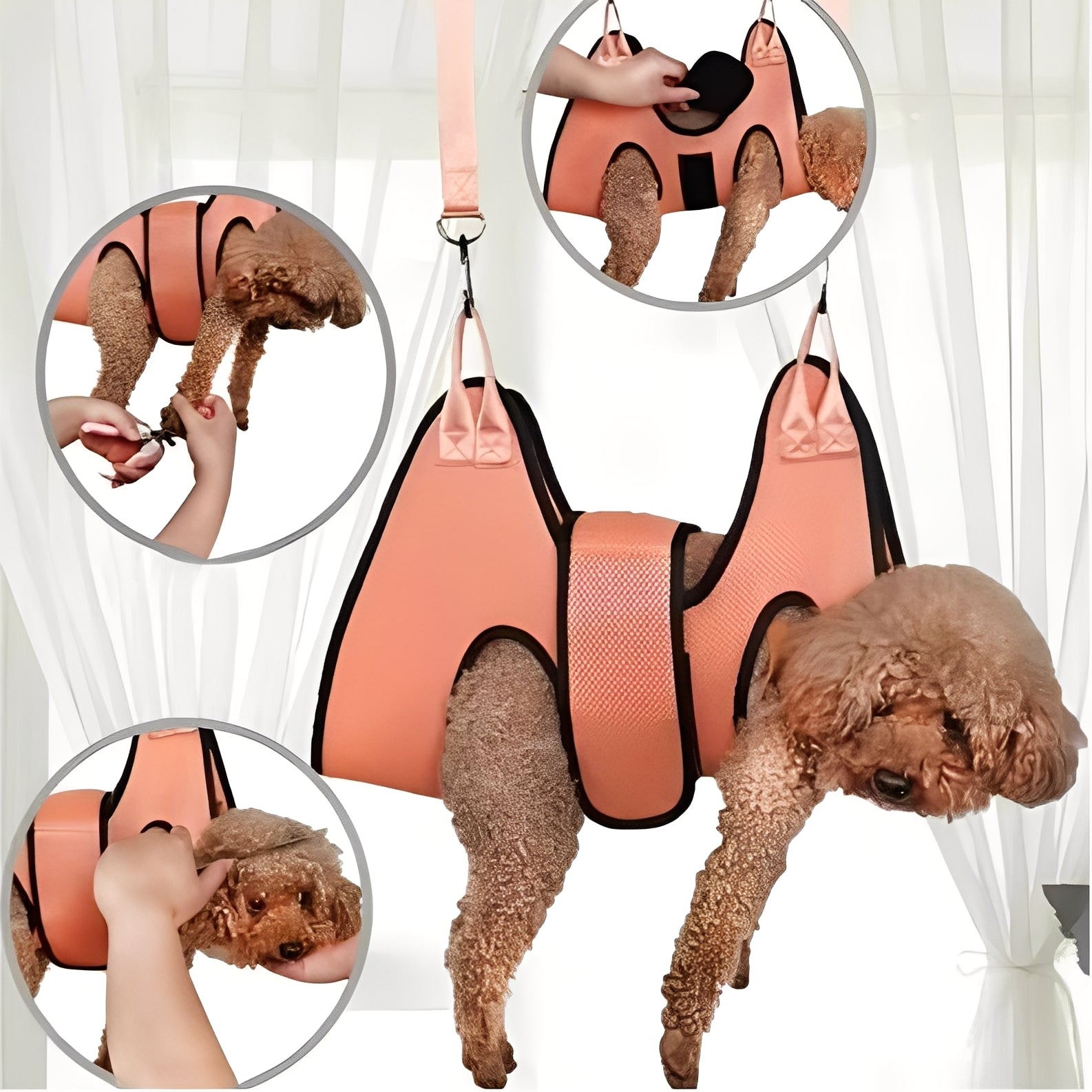 Adjustable Fabric Grooming Hammock for Pets - Comfortable & Secure Pet Bathing & Grooming Solution