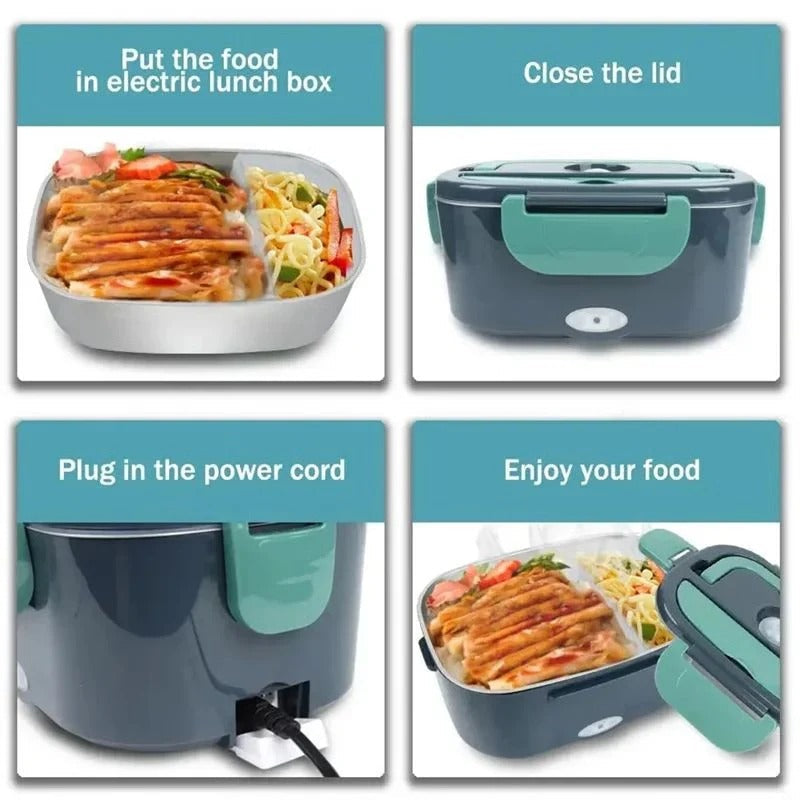 Portable Plug-In Electric Heated Lunch Box with Insulated Container - Ideal for Car, Office, and Travel Meals