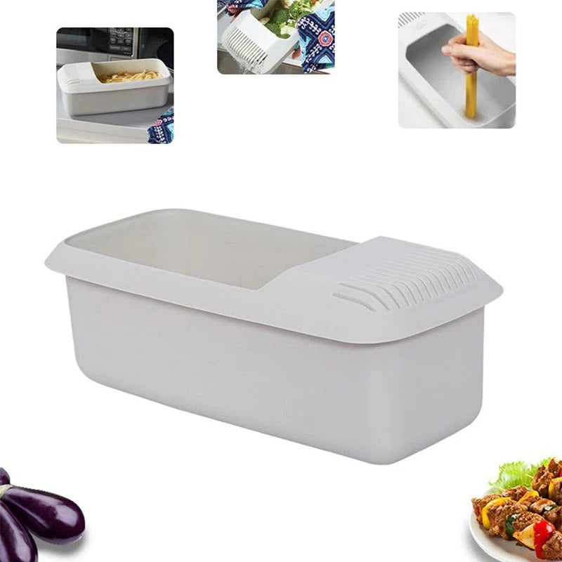 Microwave Pasta Cooker with Built-In Strainer & Easy-Grip Handles – Perfect for Quick & Convenient Cooking