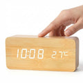 Digital Wood Grain Alarm Clock - 3 Adjustable Alarms & Brightness Settings | Stylish & Functional Design