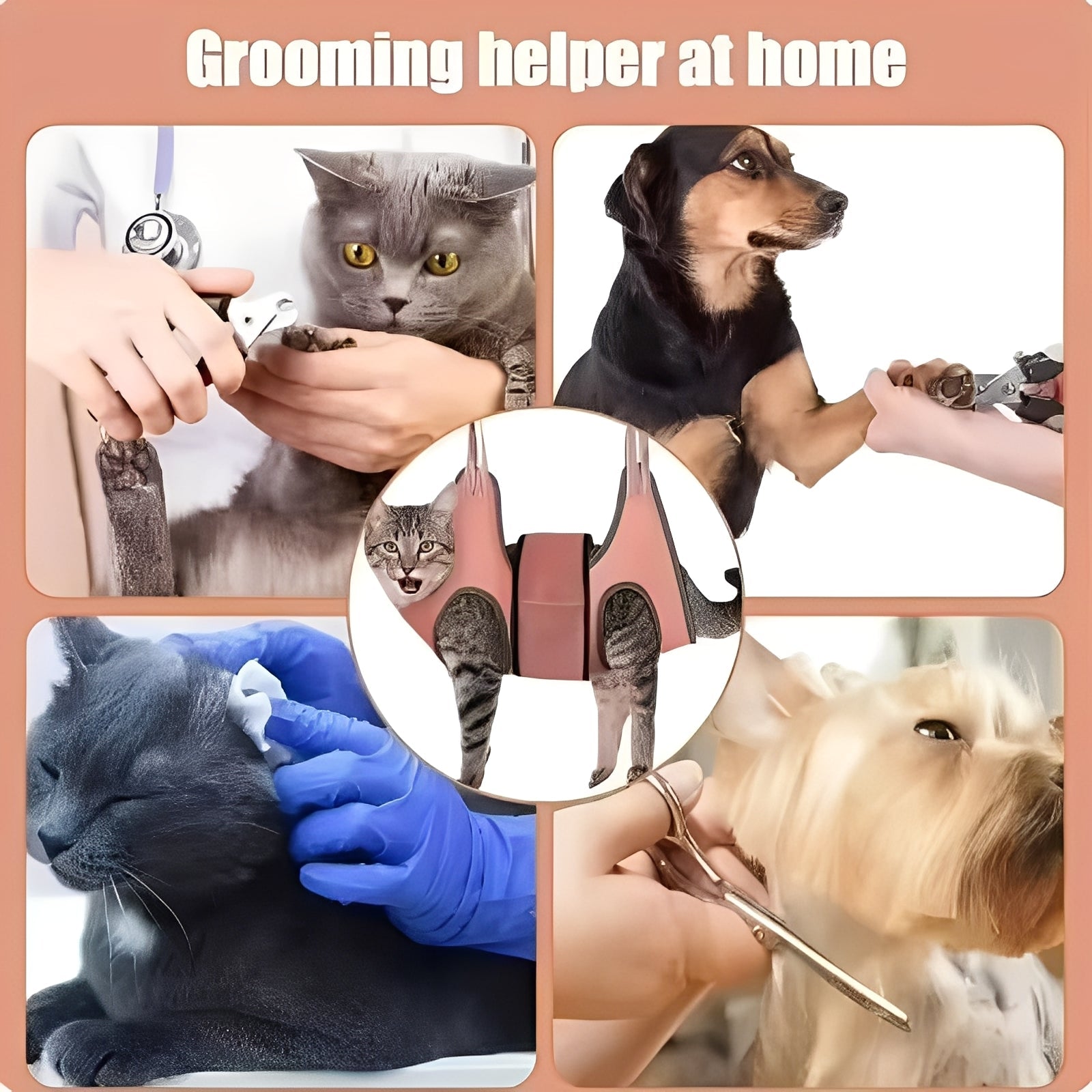Adjustable Fabric Grooming Hammock for Pets - Comfortable & Secure Pet Bathing & Grooming Solution