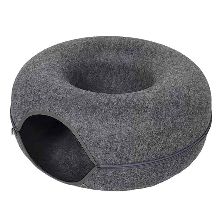Cozy Round Donut Cat Bed with Plush Cushion for Ultimate Comfort - Soft, Stylish, and Supportive
