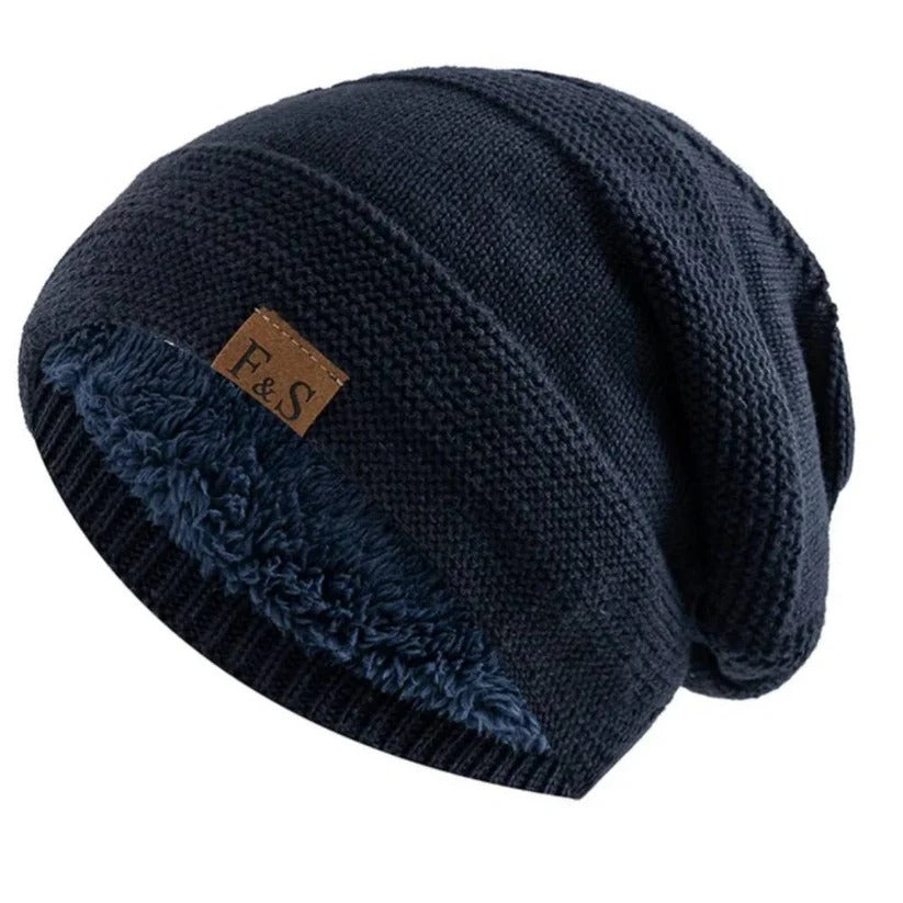 Men's Acrylic Knit Slouch Beanie - Warm Winter Hat for Cold Weather Comfort