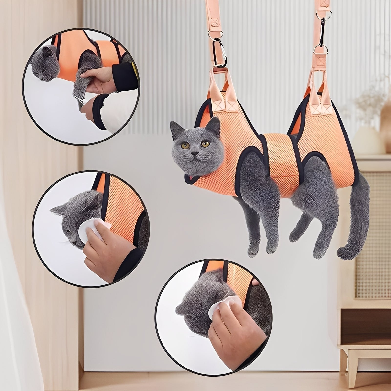 Adjustable Fabric Grooming Hammock for Pets - Comfortable & Secure Pet Bathing & Grooming Solution