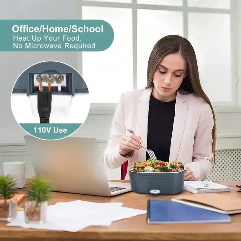 Portable Plug-In Electric Heated Lunch Box with Insulated Container - Ideal for Car, Office, and Travel Meals