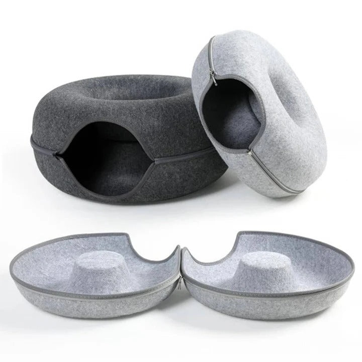 Cozy Round Donut Cat Bed with Plush Cushion for Ultimate Comfort - Soft, Stylish, and Supportive