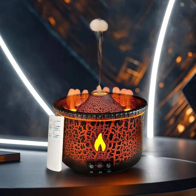 Volcano-Shaped Essential Oil Diffuser with LED Night Light & Remote Control – Aromatherapy Diffuser for Home & Office