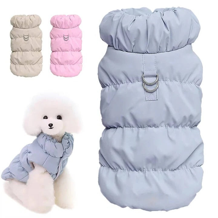 Winter Jacket for Dogs and Cats with Built-in Leash Ring - Warm, Stylish, and Functional Pet Outerwear