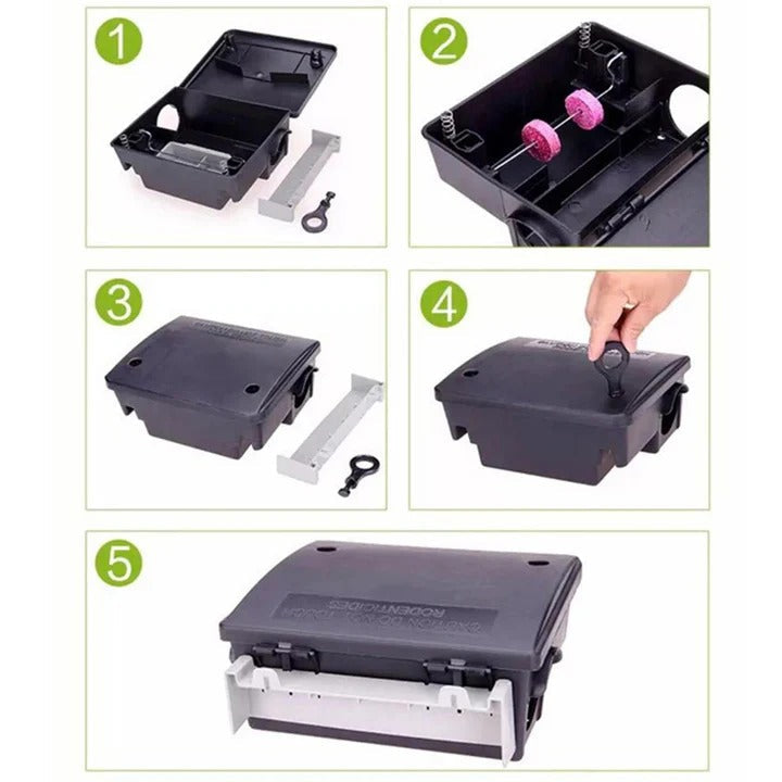 Reusable Rodent Catch Station with Easy-Access Removable Bait Tray - Effective Pest Control Solution