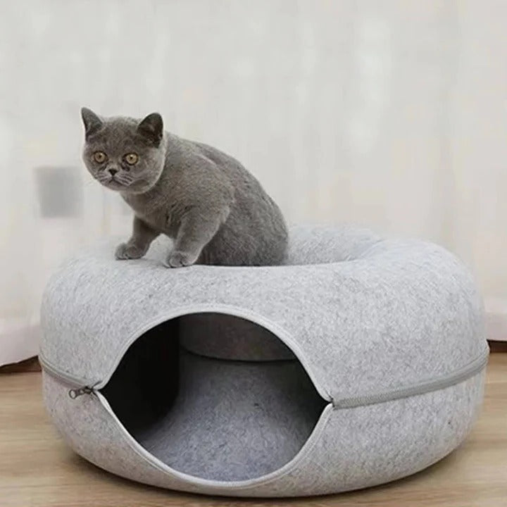 Cozy Round Donut Cat Bed with Plush Cushion for Ultimate Comfort - Soft, Stylish, and Supportive