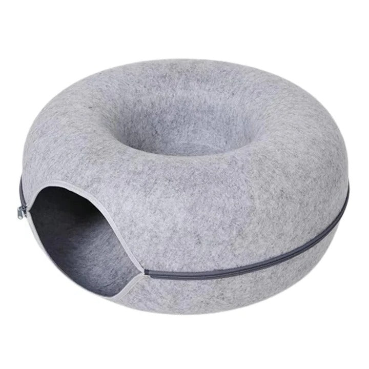 Cozy Round Donut Cat Bed with Plush Cushion for Ultimate Comfort - Soft, Stylish, and Supportive