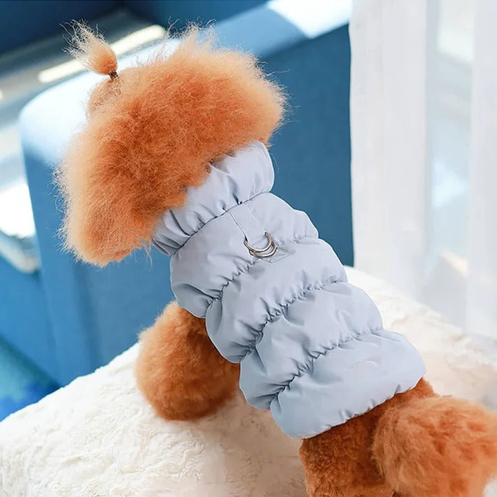 Winter Jacket for Dogs and Cats with Built-in Leash Ring - Warm, Stylish, and Functional Pet Outerwear