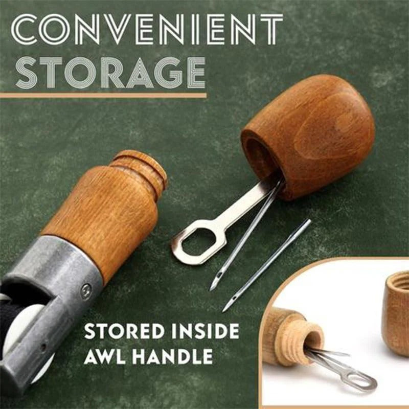Premium Leather Stitching Awl Set - Includes Waxed Thread & Durable Steel Needles for DIY Leather Repair & Crafting Projects