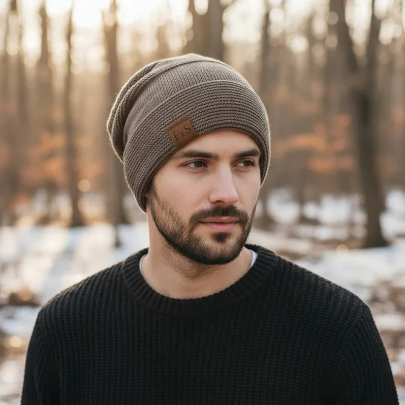 Men's Acrylic Knit Slouch Beanie - Warm Winter Hat for Cold Weather Comfort