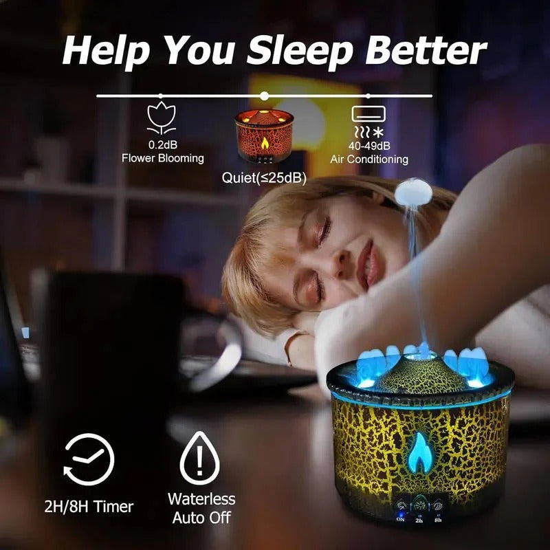 Volcano-Shaped Essential Oil Diffuser with LED Night Light & Remote Control – Aromatherapy Diffuser for Home & Office