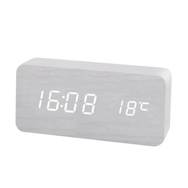 Digital Wood Grain Alarm Clock - 3 Adjustable Alarms & Brightness Settings | Stylish & Functional Design