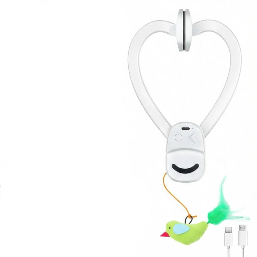 Automatic Rotating Feather Cat Toy with Clip Mount & Timer – Engaging Interactive Play for Cats