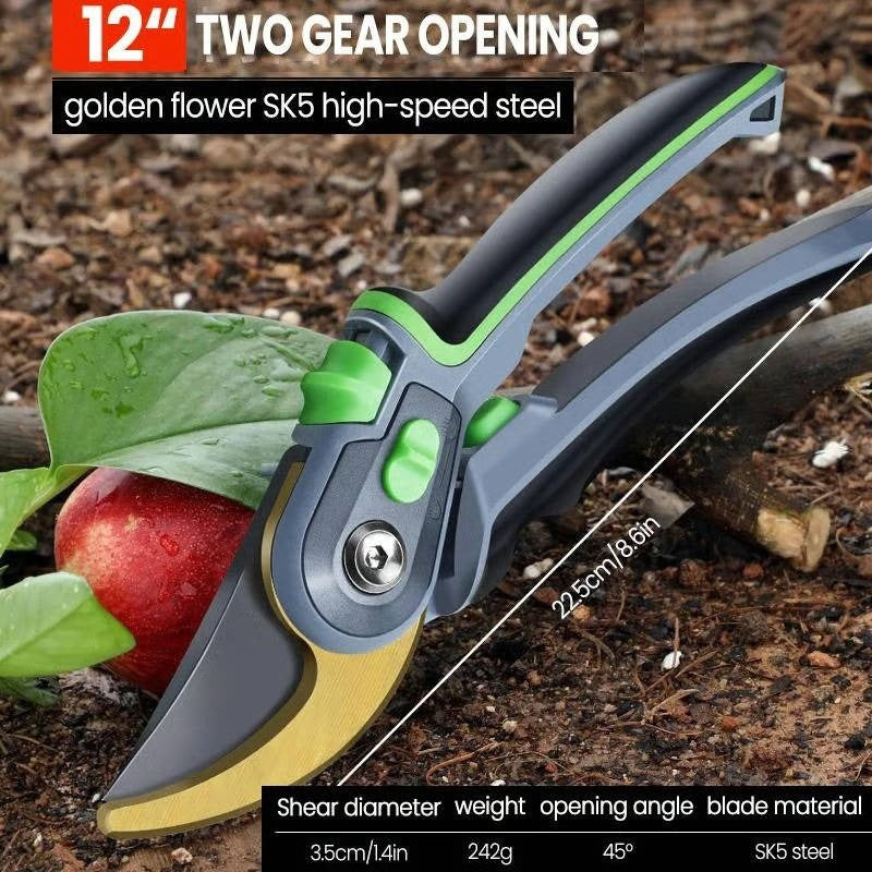 Ergonomic Steel Blade Pruning Shears - Effortless Cutting with Comfortable Grip