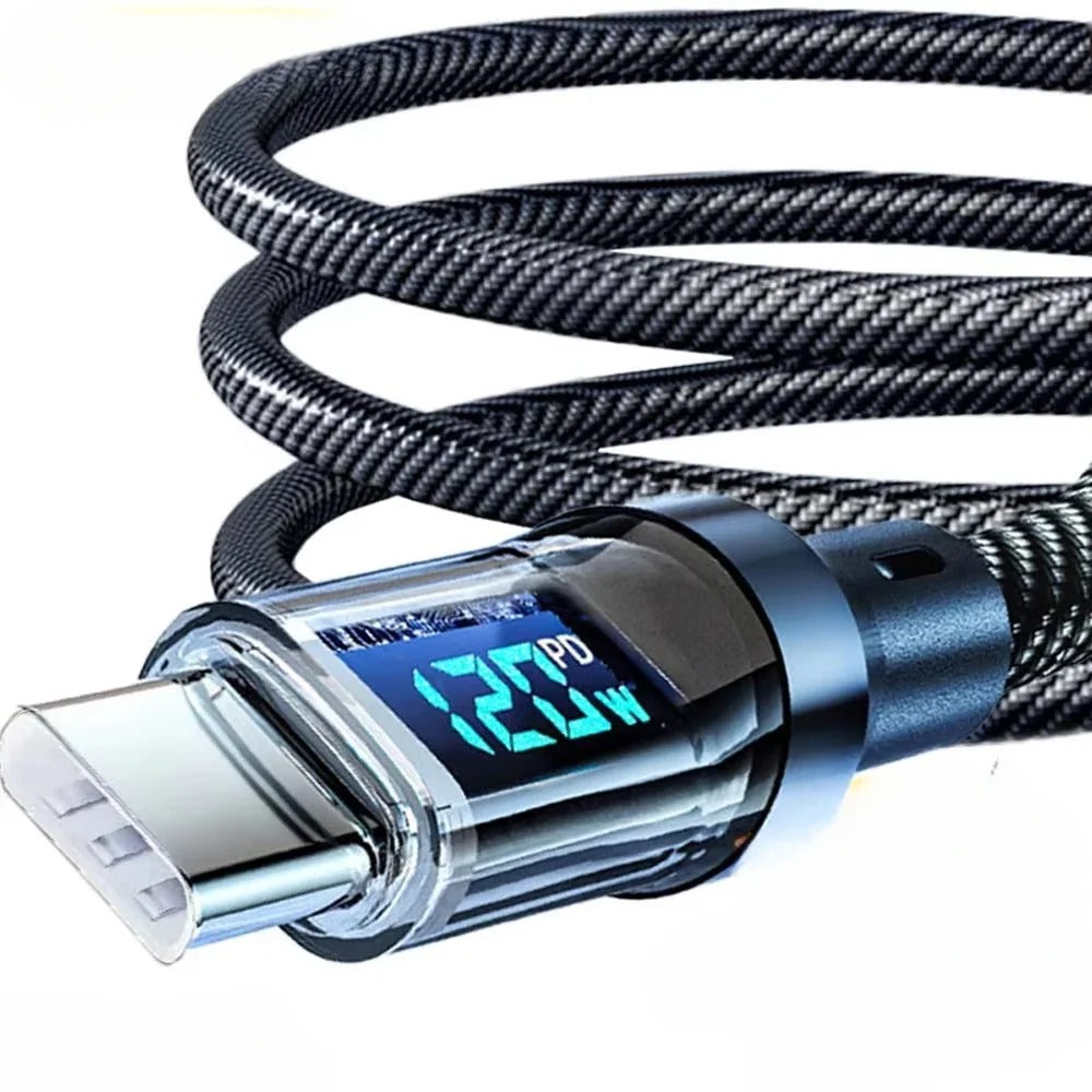 Type C Fast Charging Cable with LED Power Display - High-Speed Data Transfer & Durable Design