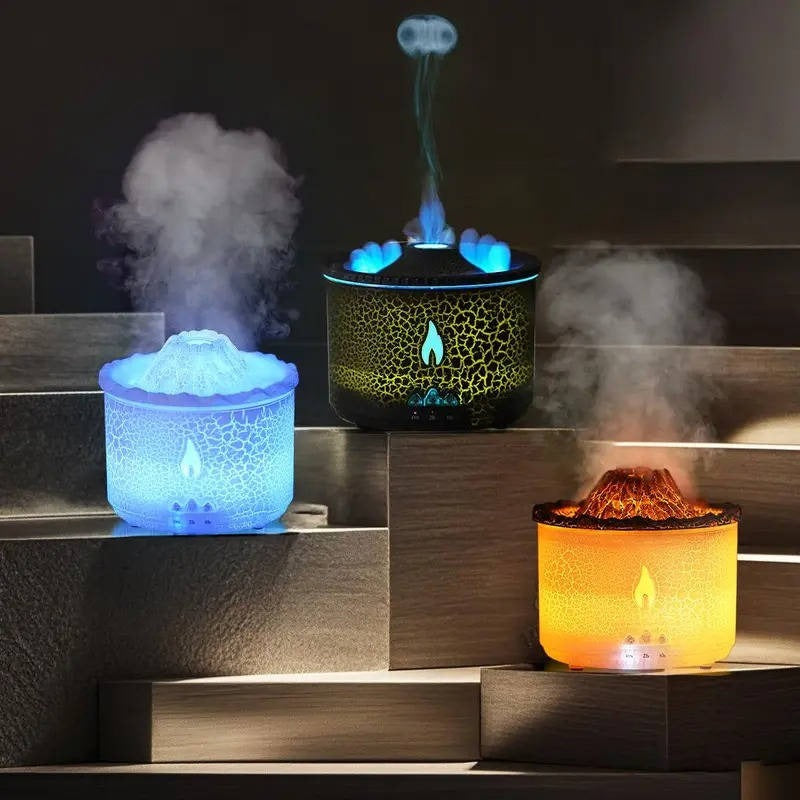 Volcano-Shaped Essential Oil Diffuser with LED Night Light & Remote Control – Aromatherapy Diffuser for Home & Office
