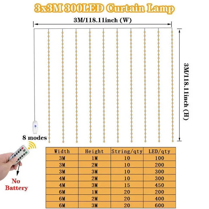 USB Powered LED Curtain String Lights - Versatile Indoor & Outdoor Decorative Lighting