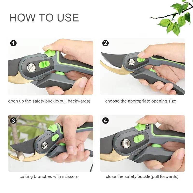 Ergonomic Steel Blade Pruning Shears - Effortless Cutting with Comfortable Grip