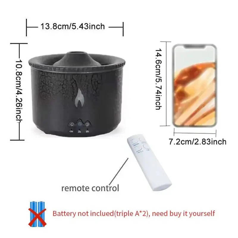 Volcano-Shaped Essential Oil Diffuser with LED Night Light & Remote Control – Aromatherapy Diffuser for Home & Office