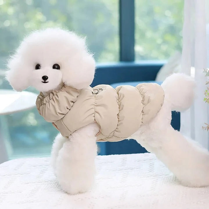 Winter Jacket for Dogs and Cats with Built-in Leash Ring - Warm, Stylish, and Functional Pet Outerwear