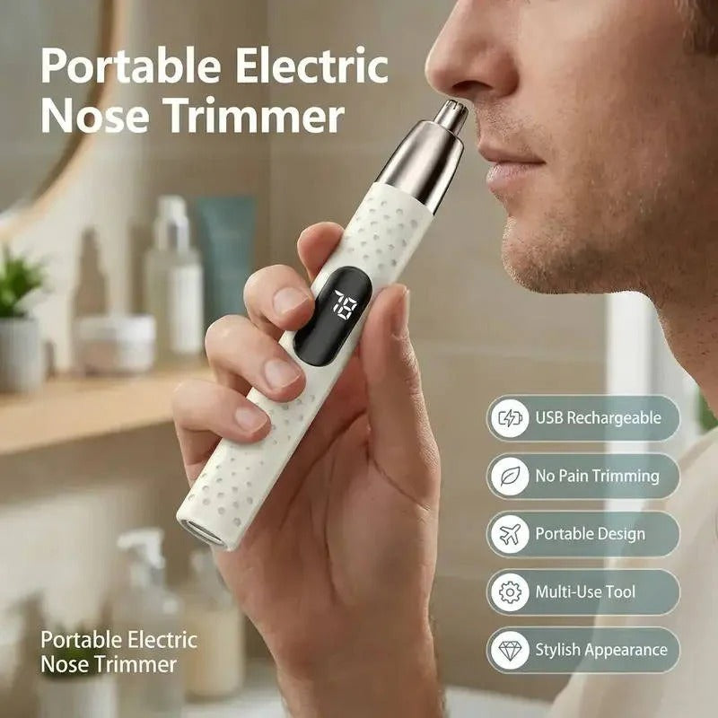 Unisex USB Rechargeable Nose and Ear Hair Trimmer - Precision Grooming Tool for Men and Women