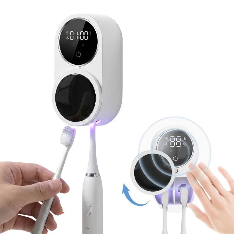 Touchless Sensor Wall Mount UV Toothbrush Holder & Organizer - Hygienic, Space-Saving Design