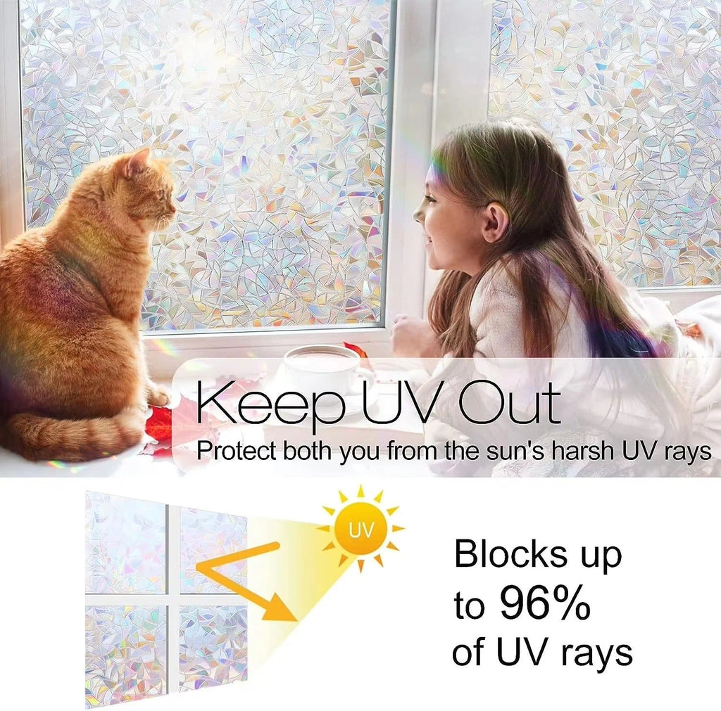 Rainbow Design Static Cling Window Film - Vibrant, Easy-to-Apply Decorative Privacy Film for Home & Office