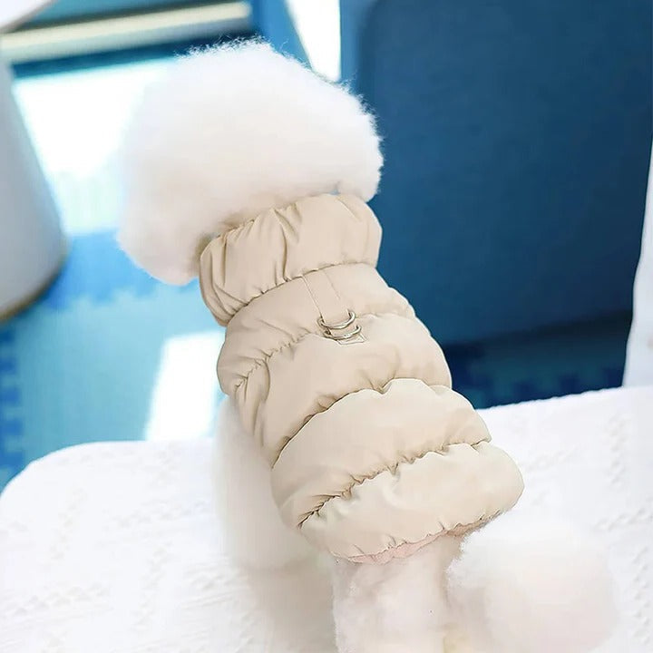 Winter Jacket for Dogs and Cats with Built-in Leash Ring - Warm, Stylish, and Functional Pet Outerwear