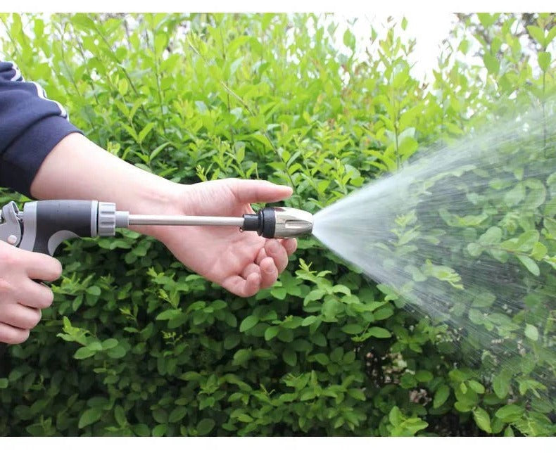 Premium Stainless Steel Garden Hose Nozzle with Ergonomic Long Handle & Multiple Spray Modes for Versatile Watering