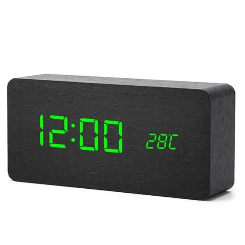 Digital Wood Grain Alarm Clock - 3 Adjustable Alarms & Brightness Settings | Stylish & Functional Design