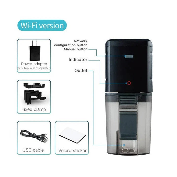 Smart Automatic Fish Feeder with Remote Scheduling & Custom Feeding Times - Ideal for Aquariums